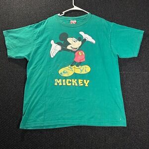 Vintage Mickey Mouse Graphic T Shirt‎ Green XL Walt Disney World Tee